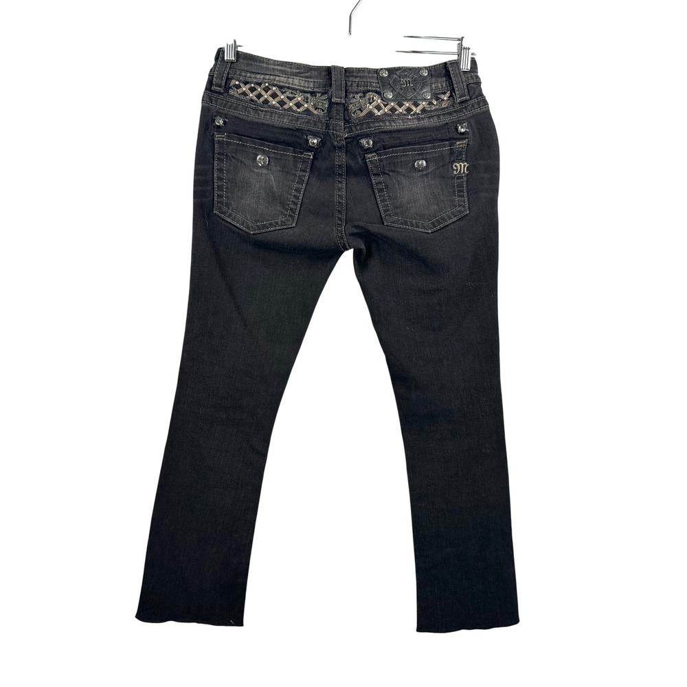 Miss Me Bootcut Jeans sz 30 Black Signature Rise Rhinestone low‎ rise Y2K